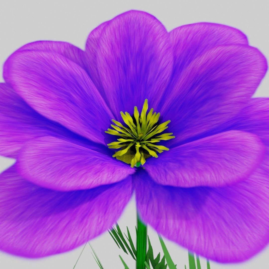 Stylized Purple Flower Low-poly 3D model_4