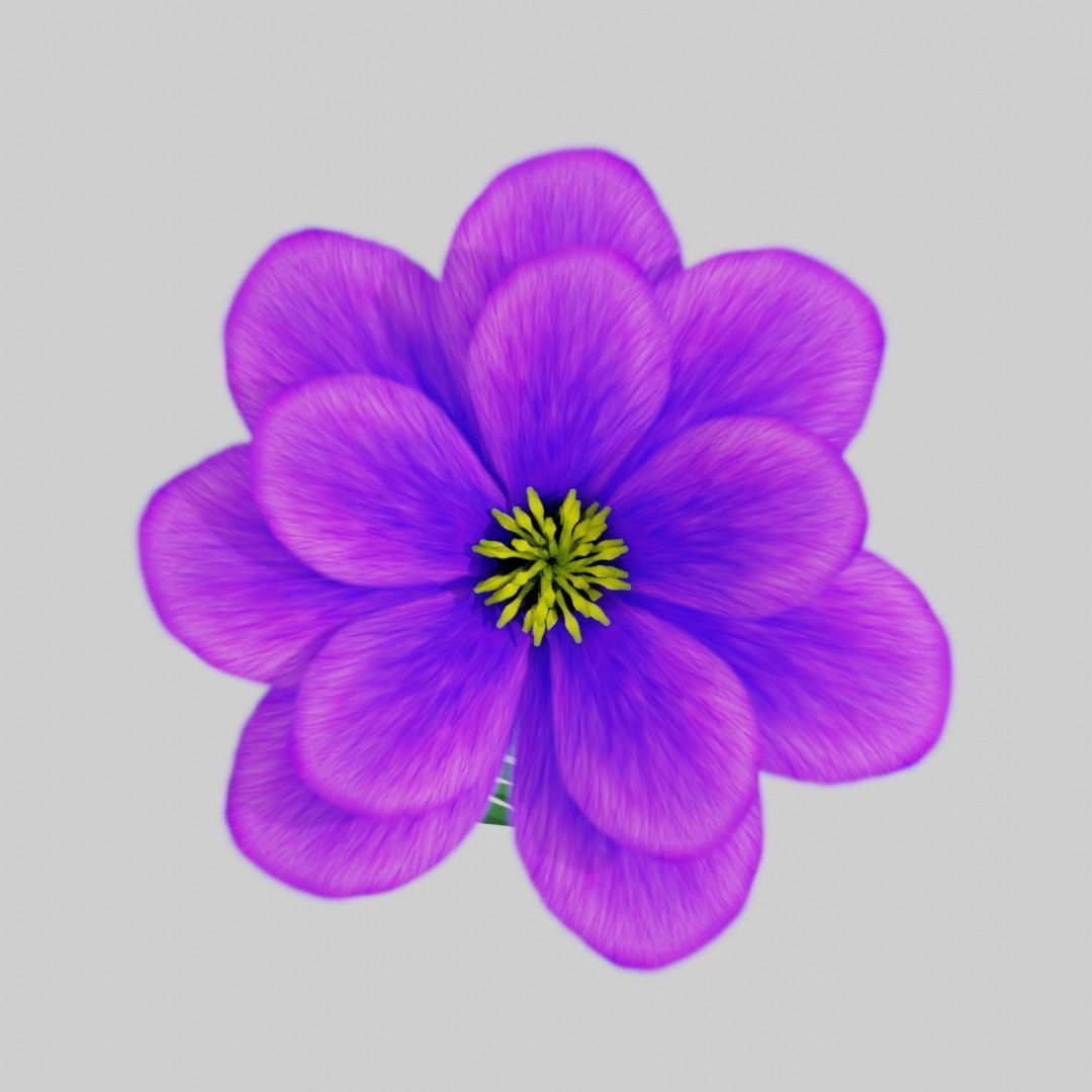 Stylized Purple Flower Low-poly 3D model_5