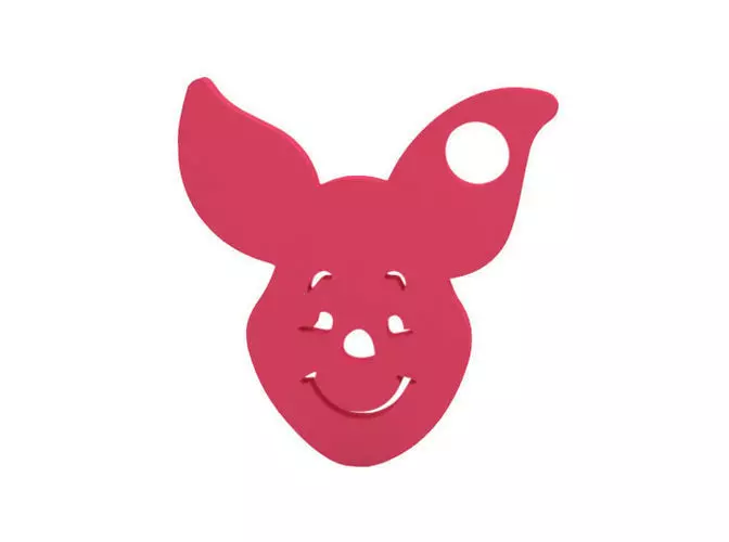 Keychain pig teether 3D print model_0