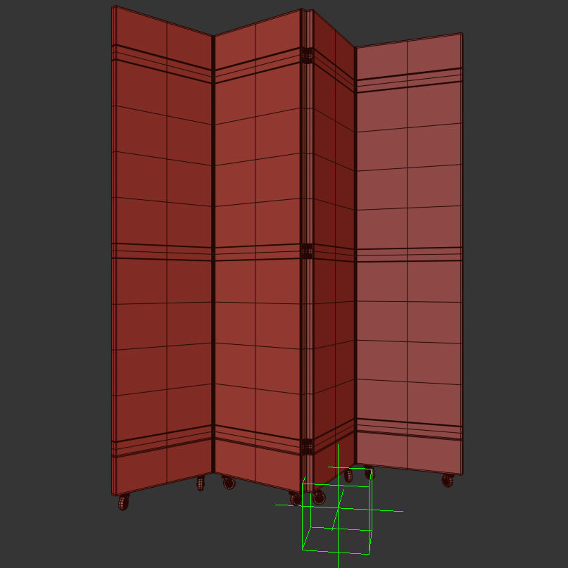 Folding Screen Gran Coromandel Red and Gold by Fornasetti Low-poly 3D model_9