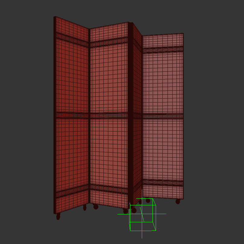 Folding Screen Gran Coromandel Red and Gold by Fornasetti Low-poly 3D model_10