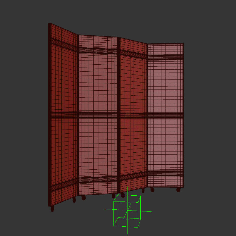 Folding Screen Gran Coromandel Red and Gold by Fornasetti Low-poly 3D model_8