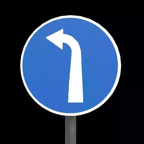 Compulsory Left turn ahead Low-poly 3D model