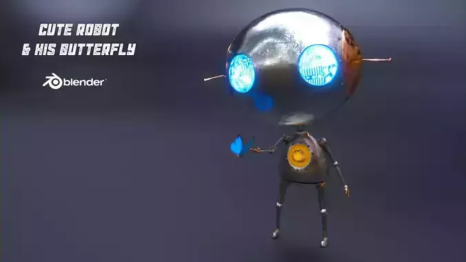 Cute Robot Low-poly 3D model