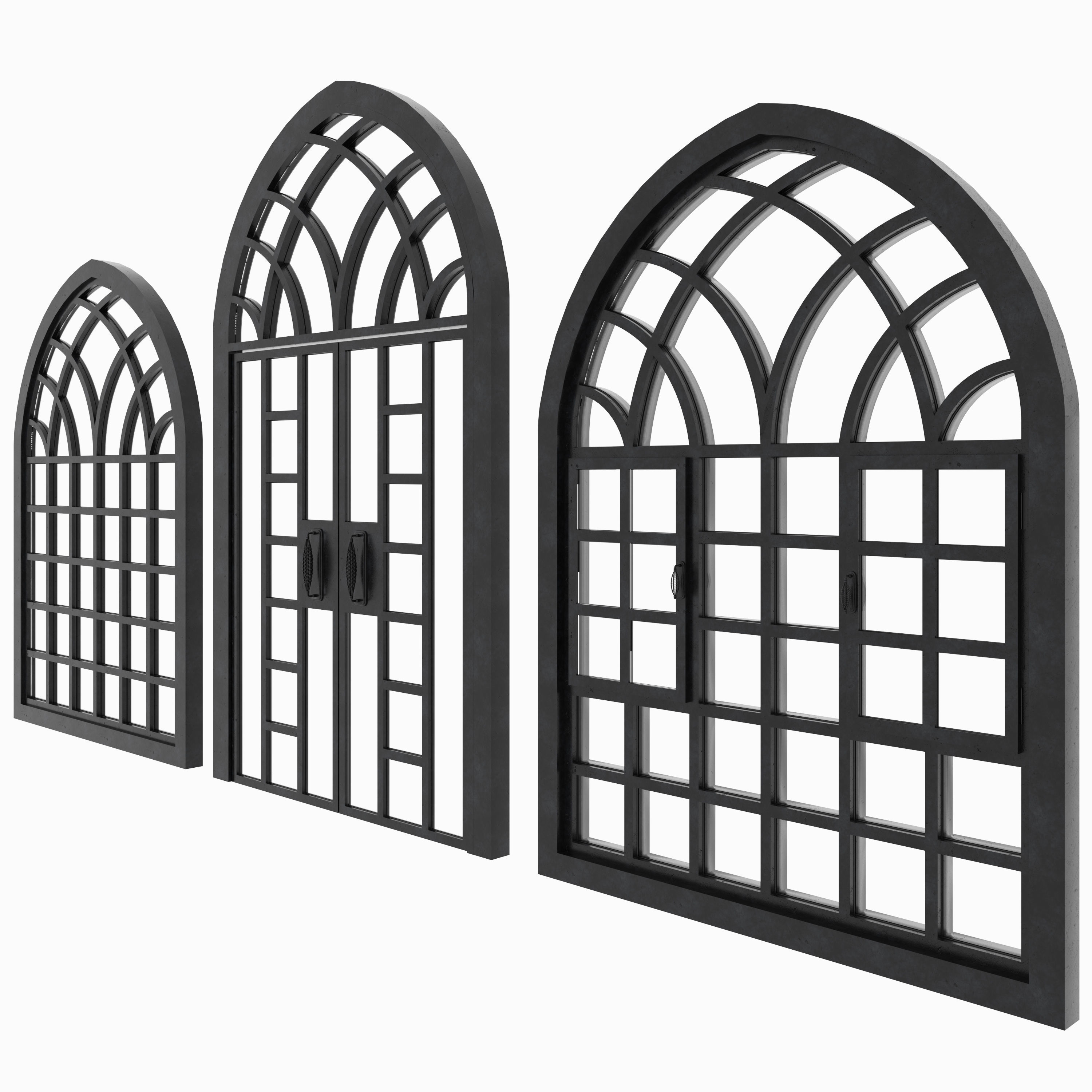 Arch Windows - Doors Animated Set 3D model_3