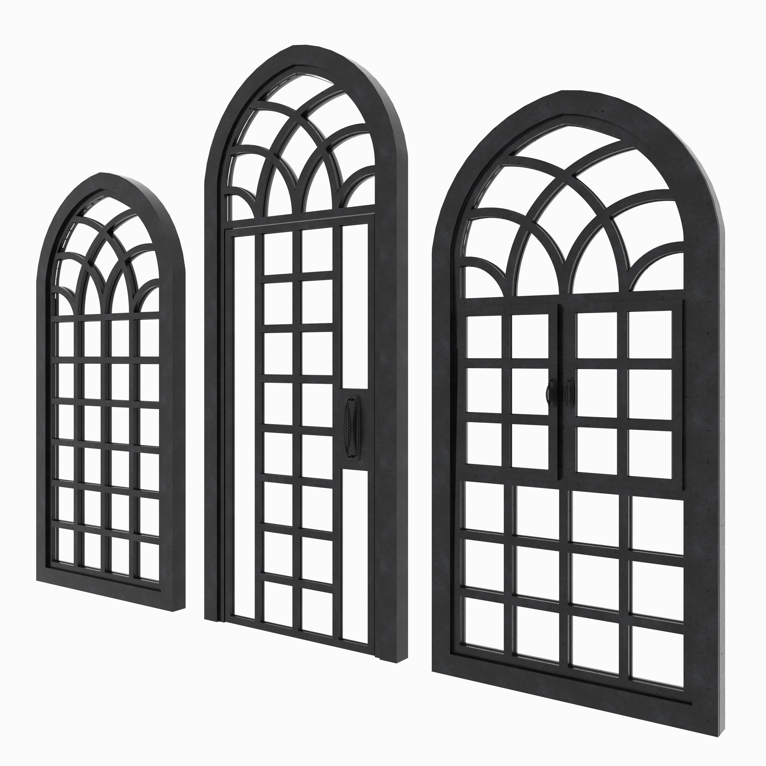 Arch Windows - Doors Animated Set 3D model_5