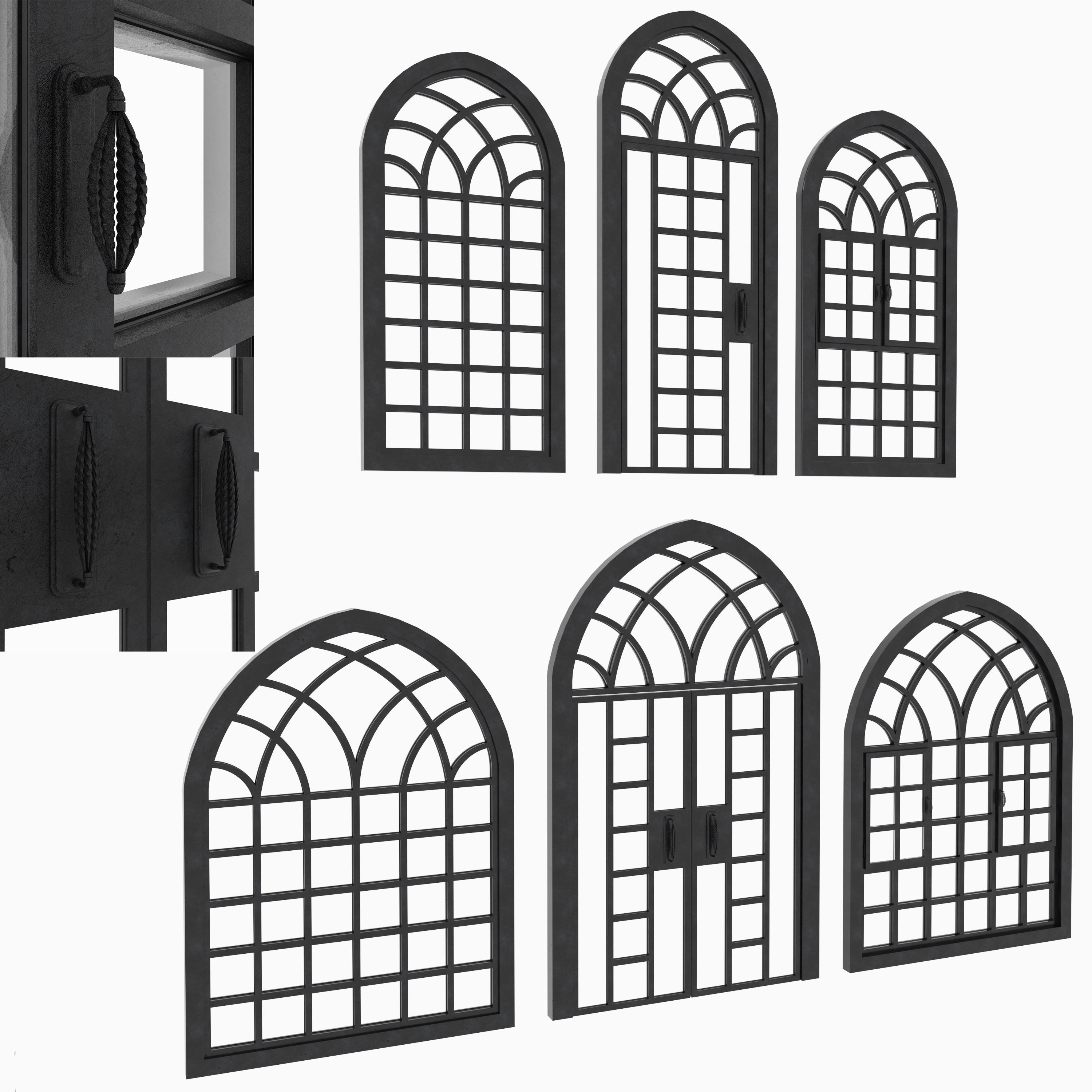 Arch Windows - Doors Animated Set 3D model_8