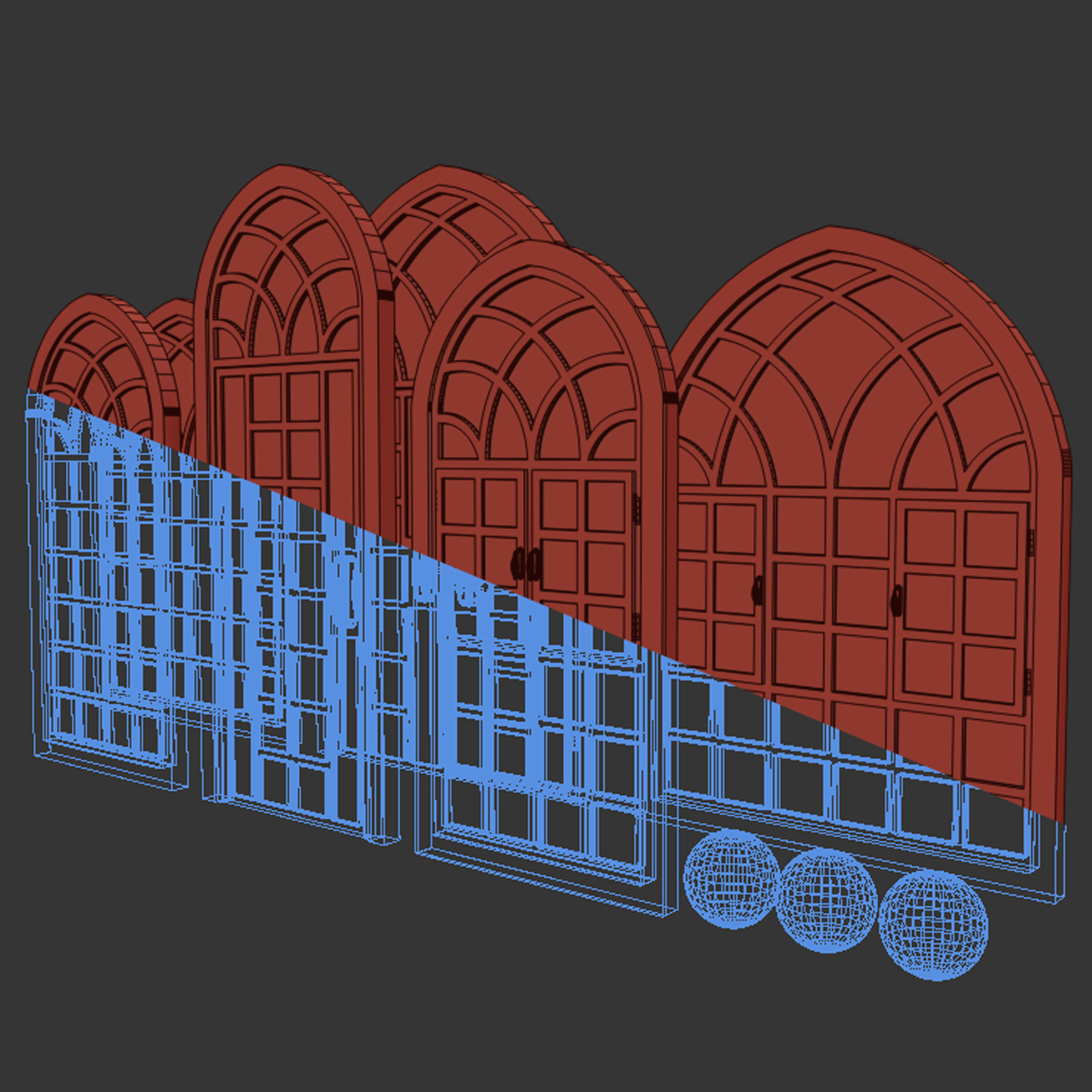 Arch Windows - Doors Animated Set 3D model_9