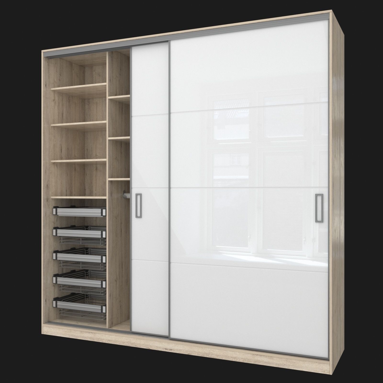 Sliding wardrobe in a narrow Modus MS163 profile 3D model_2