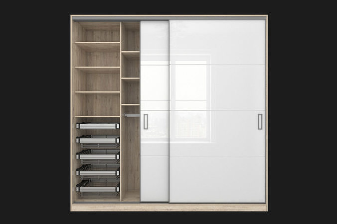Sliding wardrobe in a narrow Modus MS163 profile 3D model