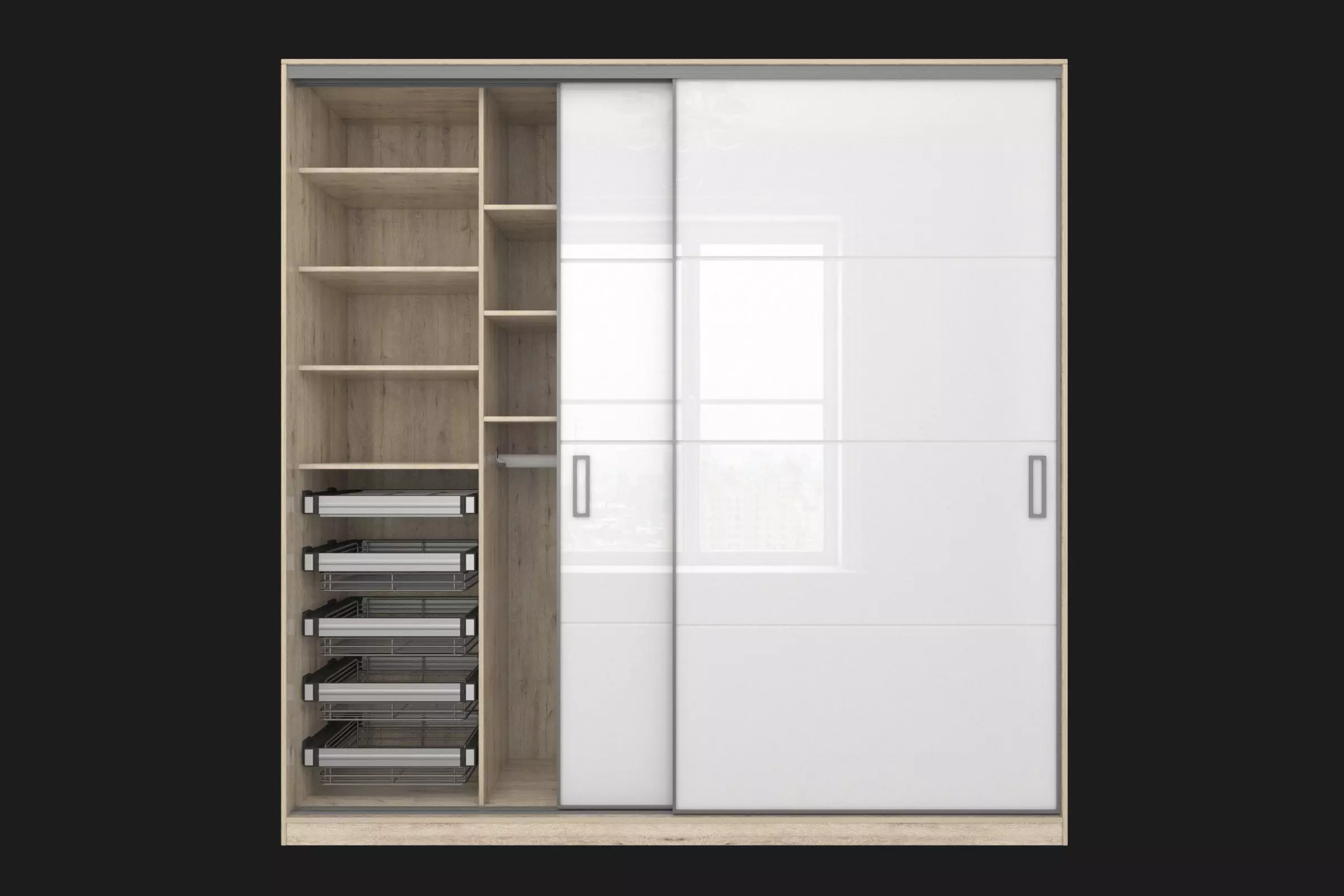 Sliding wardrobe in a narrow Modus MS163 profile 3D model_0