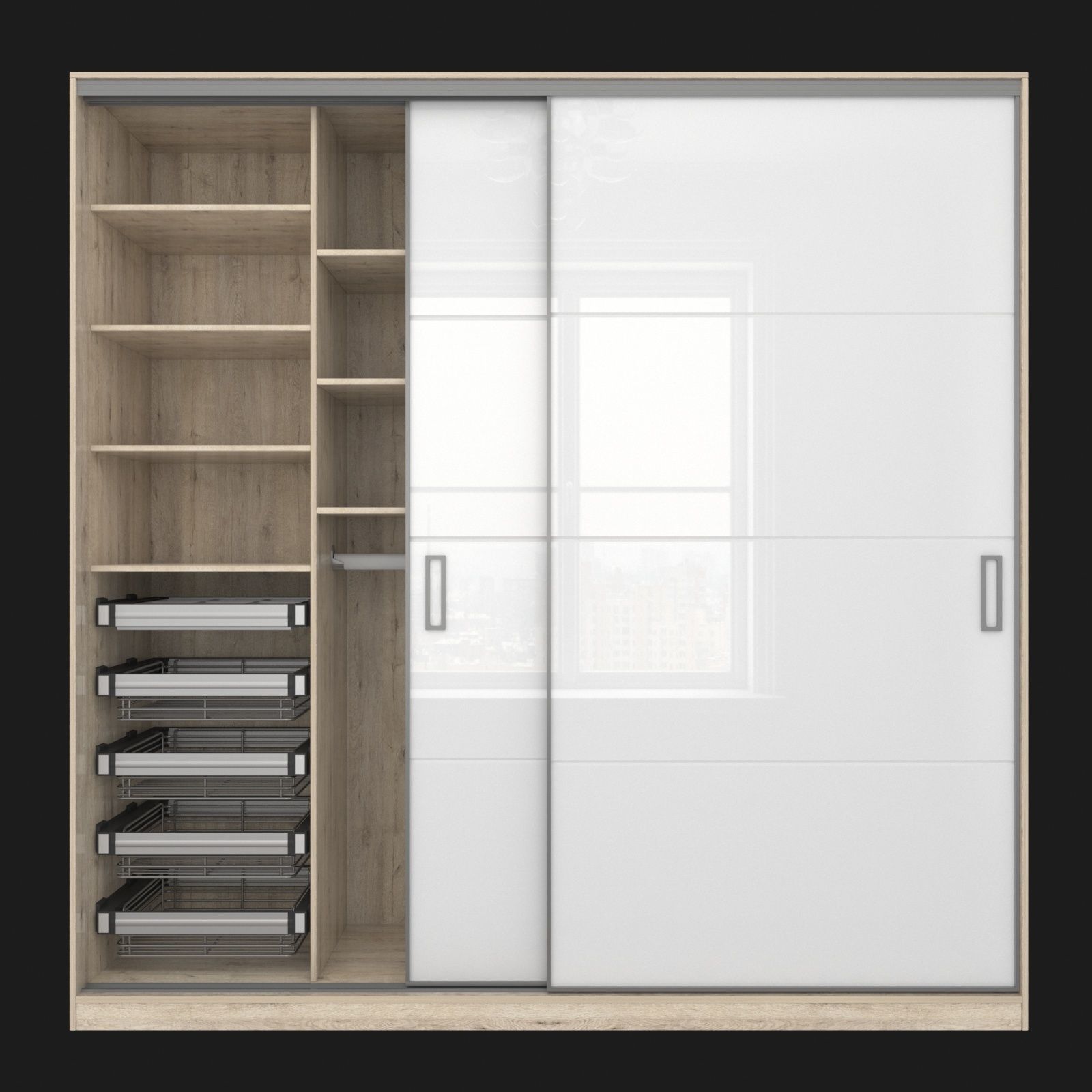 Sliding wardrobe in a narrow Modus MS163 profile 3D model_1