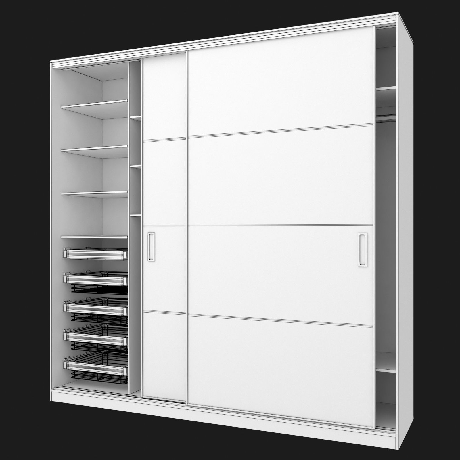 Sliding wardrobe in a narrow Modus MS163 profile 3D model_5