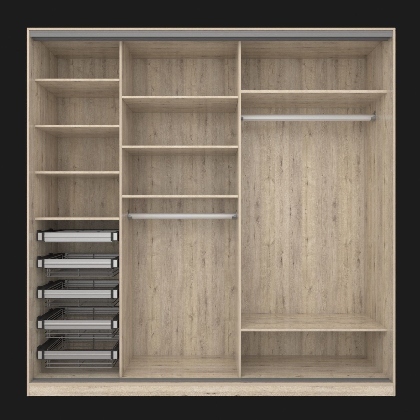 Sliding wardrobe in a narrow Modus MS163 profile 3D model_4
