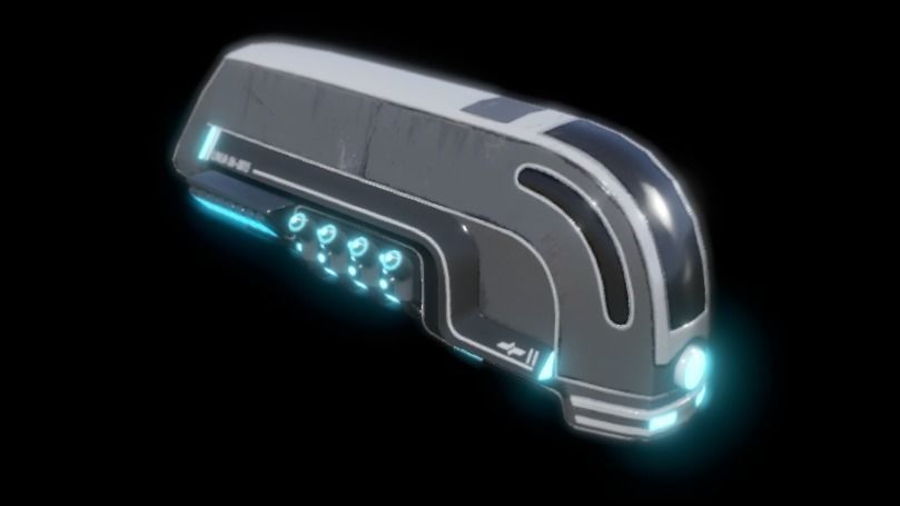 Sci-fi train with wagon Low-poly 3D model_4