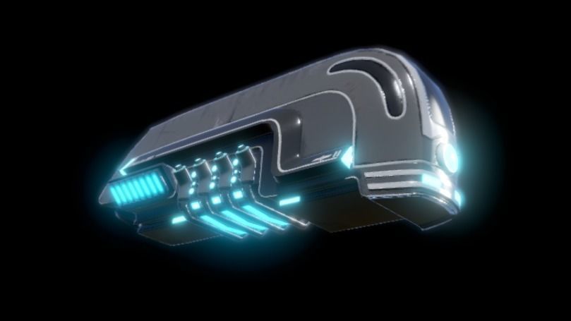 Sci-fi train with wagon Low-poly 3D model_7