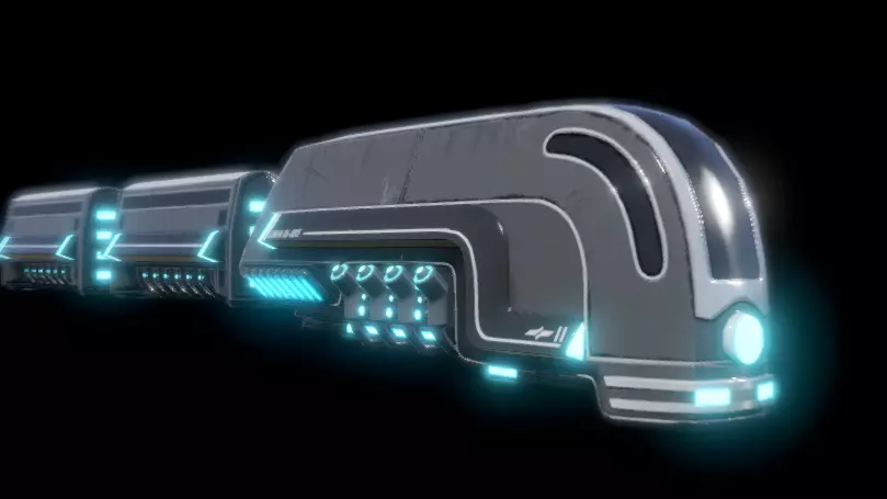 Sci-fi train with wagon Low-poly 3D model_0