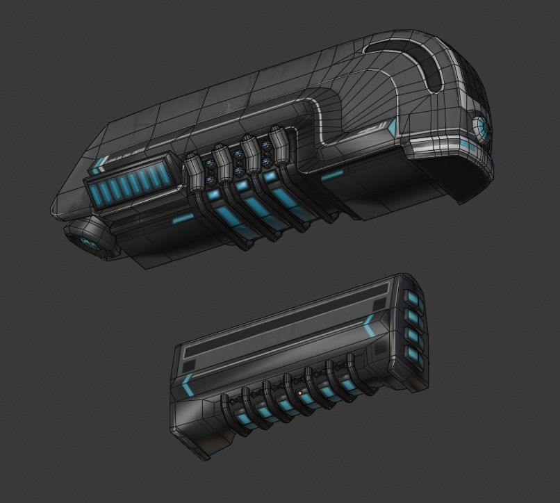 Sci-fi train with wagon Low-poly 3D model_9