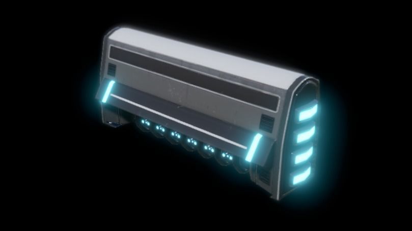 Sci-fi train with wagon Low-poly 3D model_5