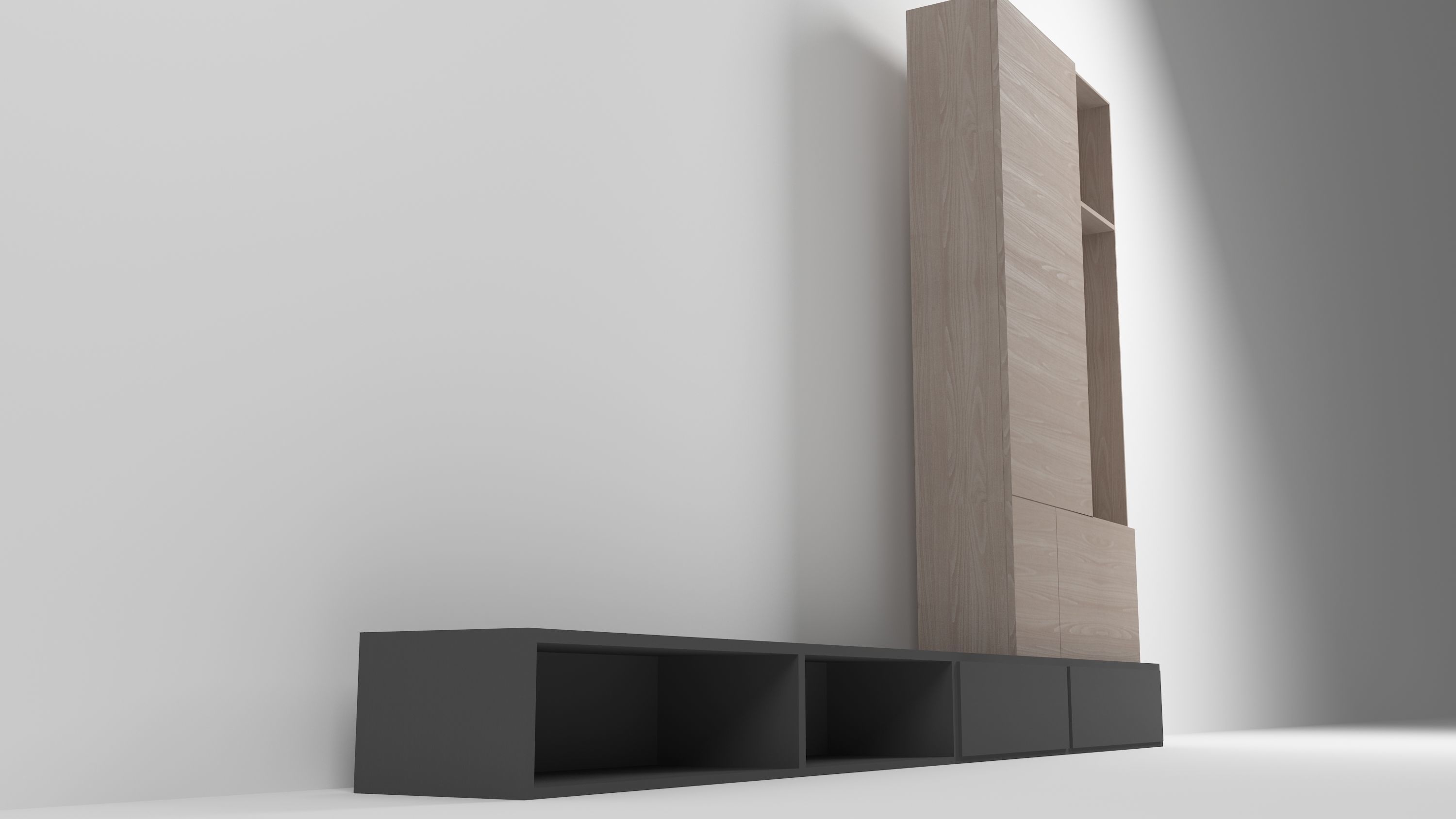 tv unit Low-poly 3D model_3