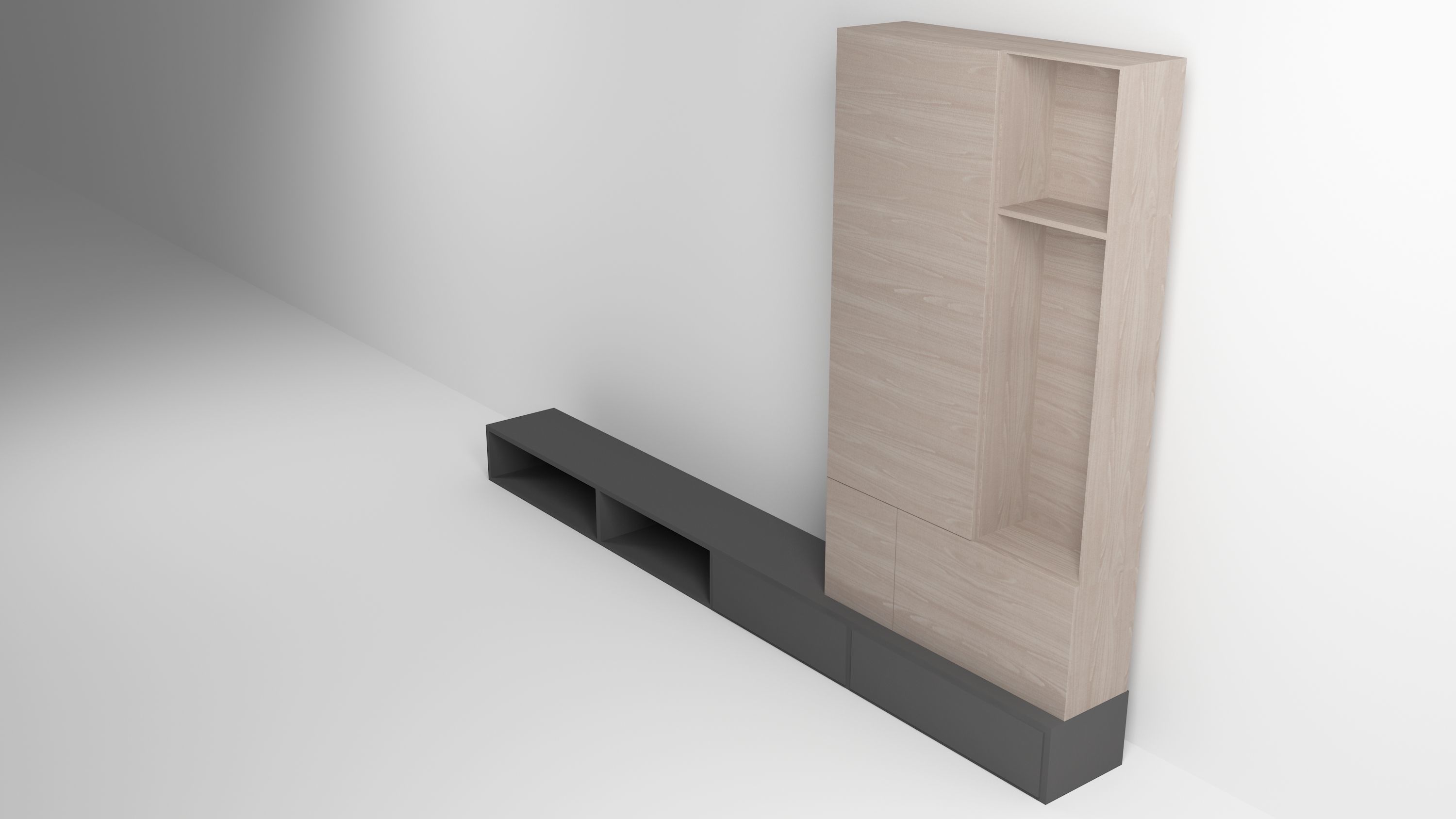 tv unit Low-poly 3D model_2