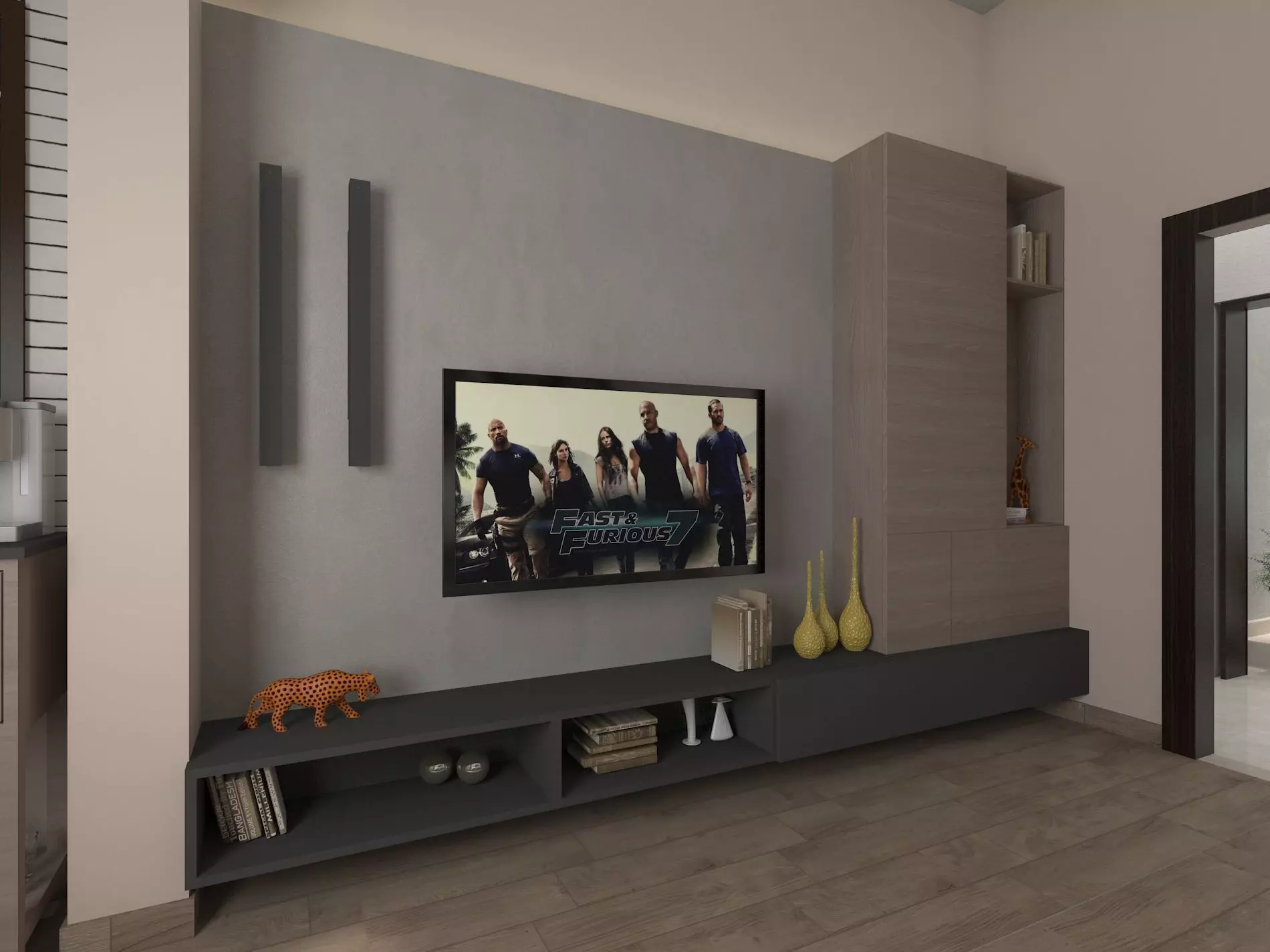 tv unit Low-poly 3D model_0