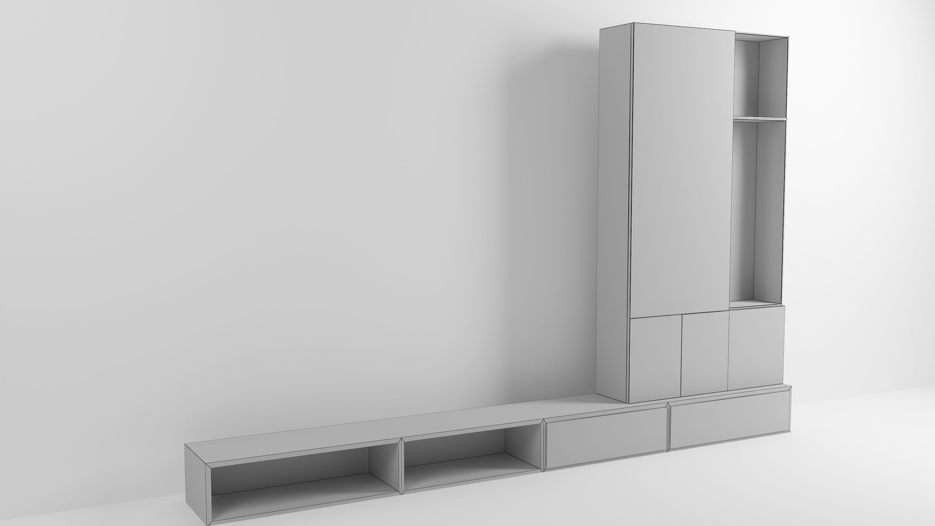 tv unit Low-poly 3D model_5