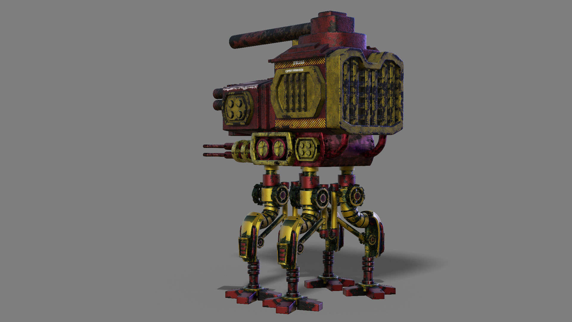 sci fi steampunk Spider tank 3D model_1
