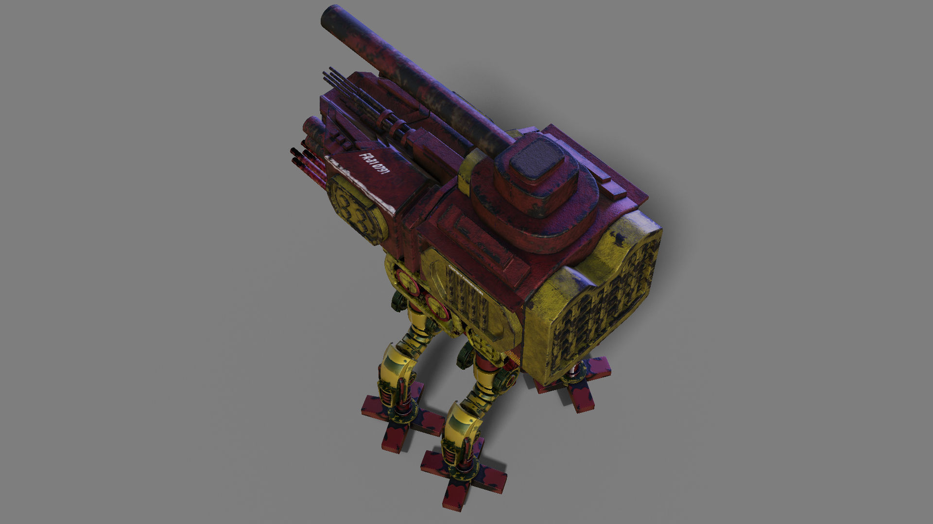 sci fi steampunk Spider tank 3D model_3