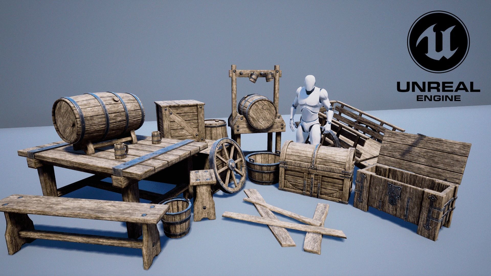 Medieval casual props  Low-poly 3D model_1