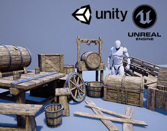 Medieval casual props  Low-poly 3D model_0