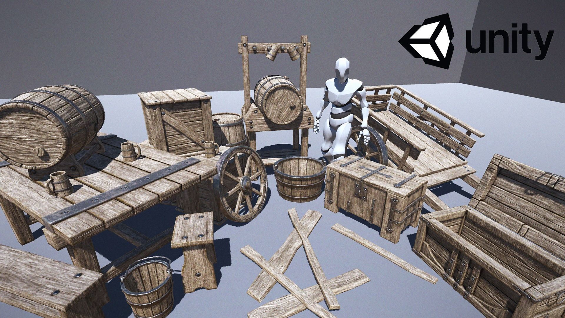 Medieval casual props  Low-poly 3D model_2