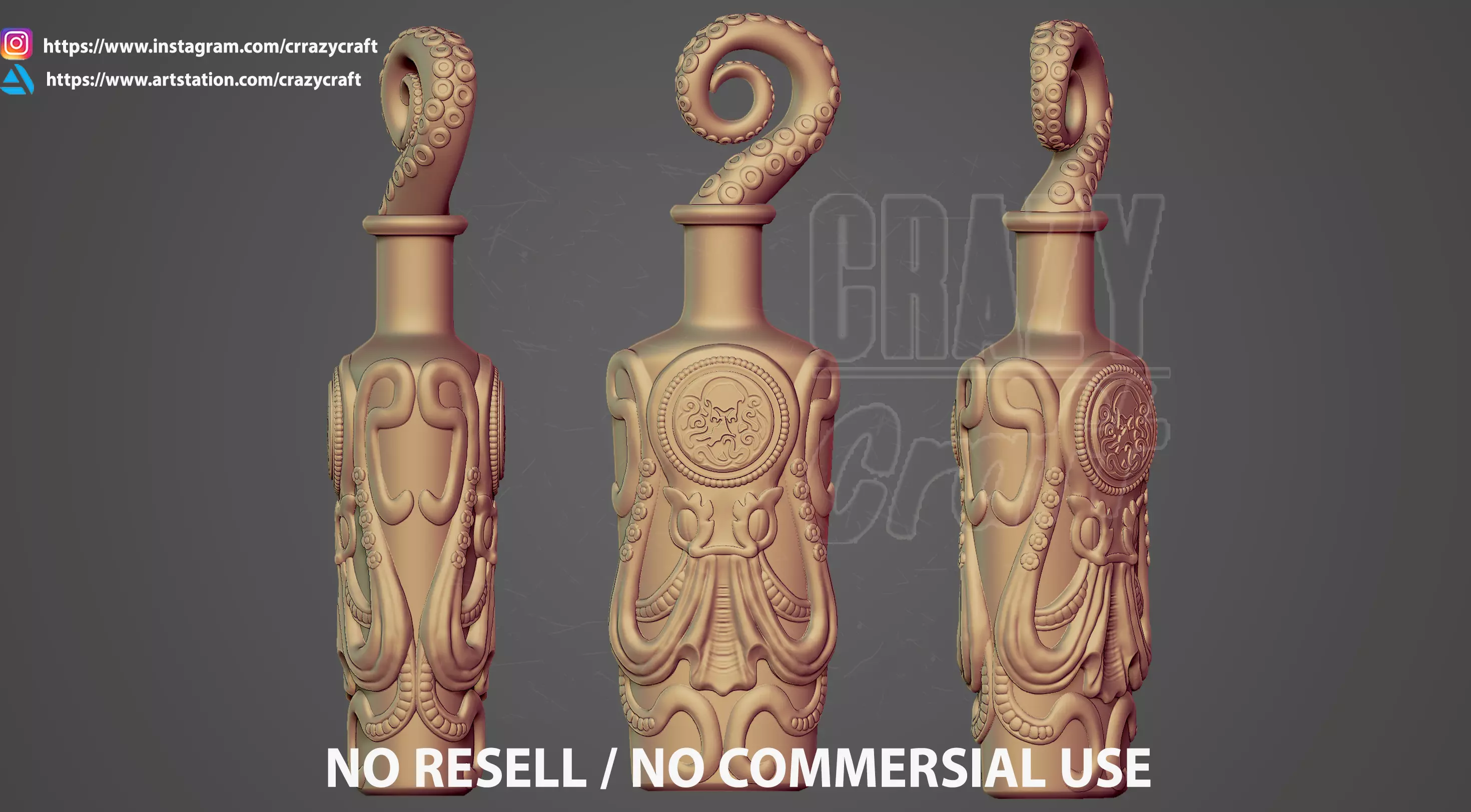 Undertow octopus bottle 3D print model_0