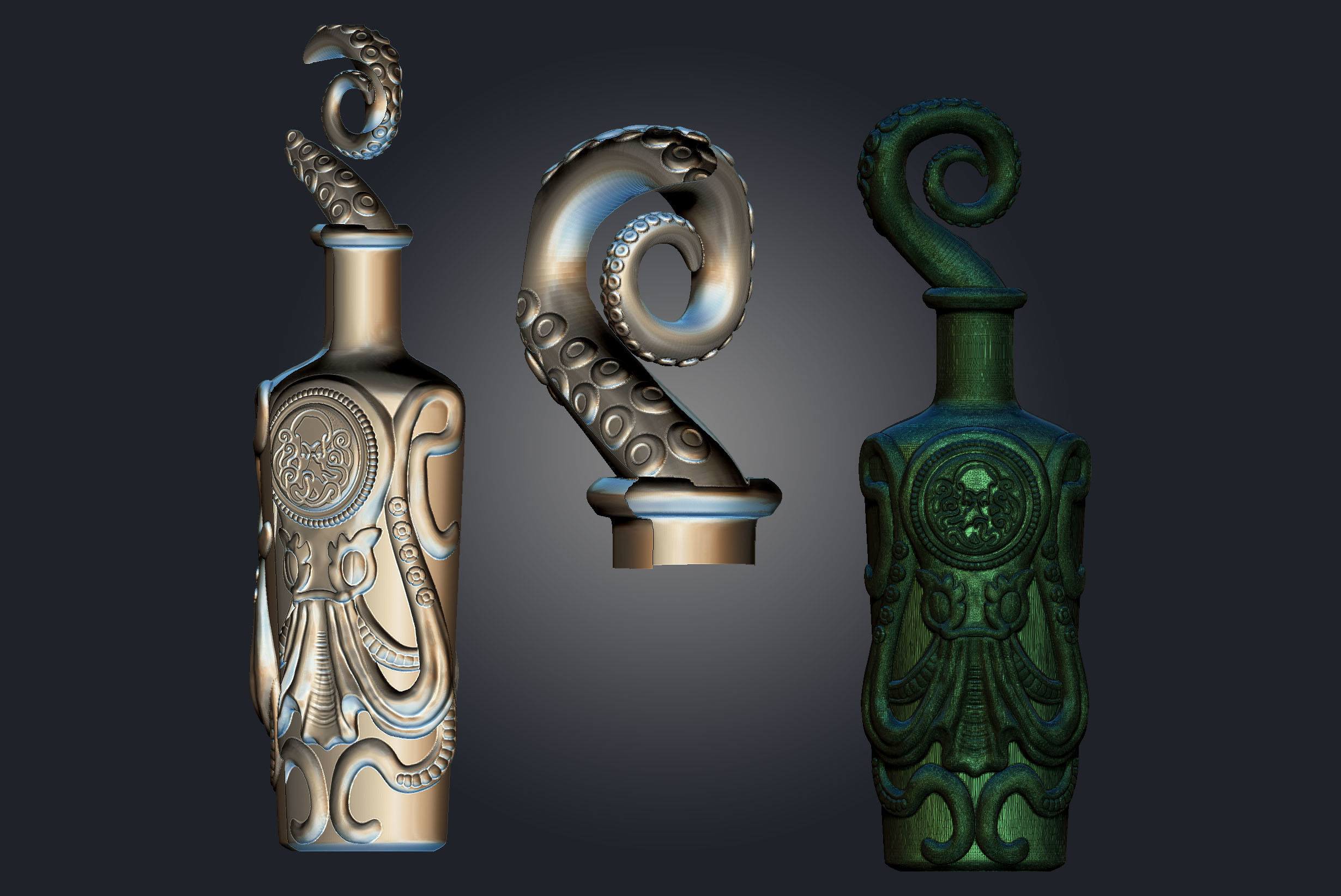 Undertow octopus bottle 3D print model_8