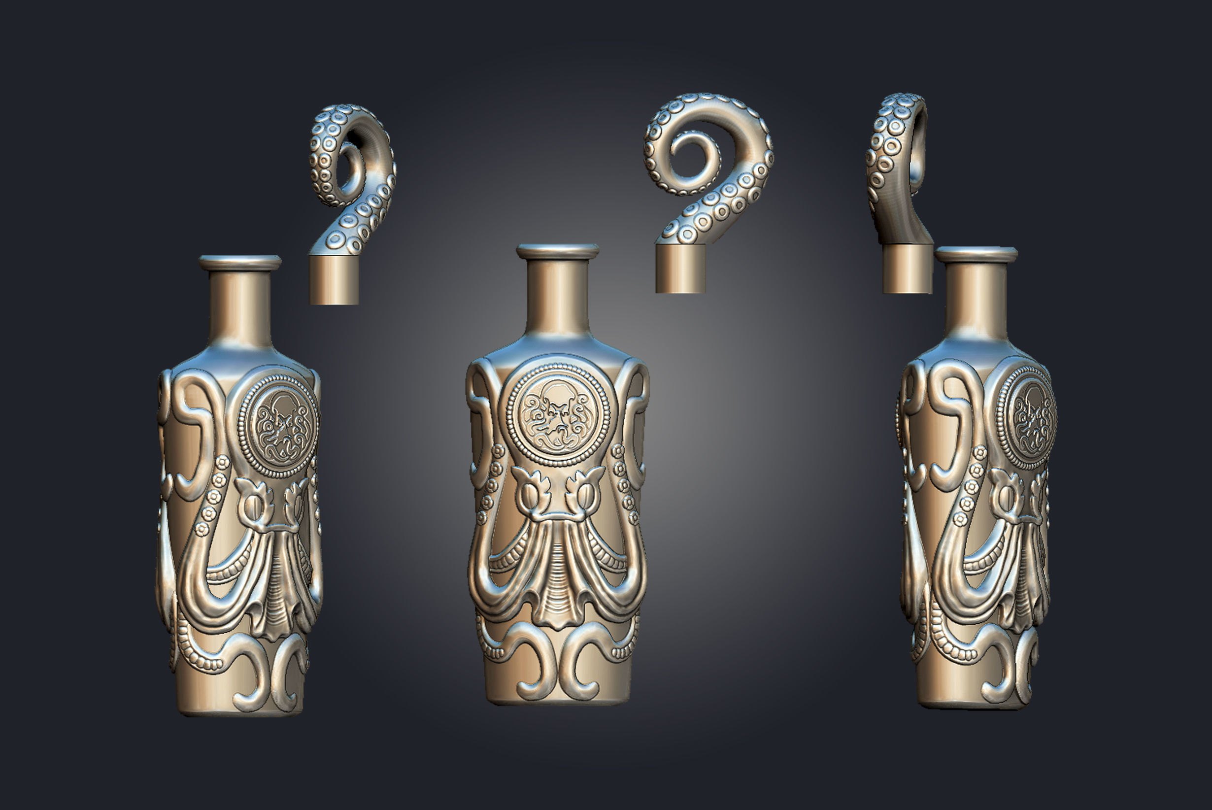 Undertow octopus bottle 3D print model_11