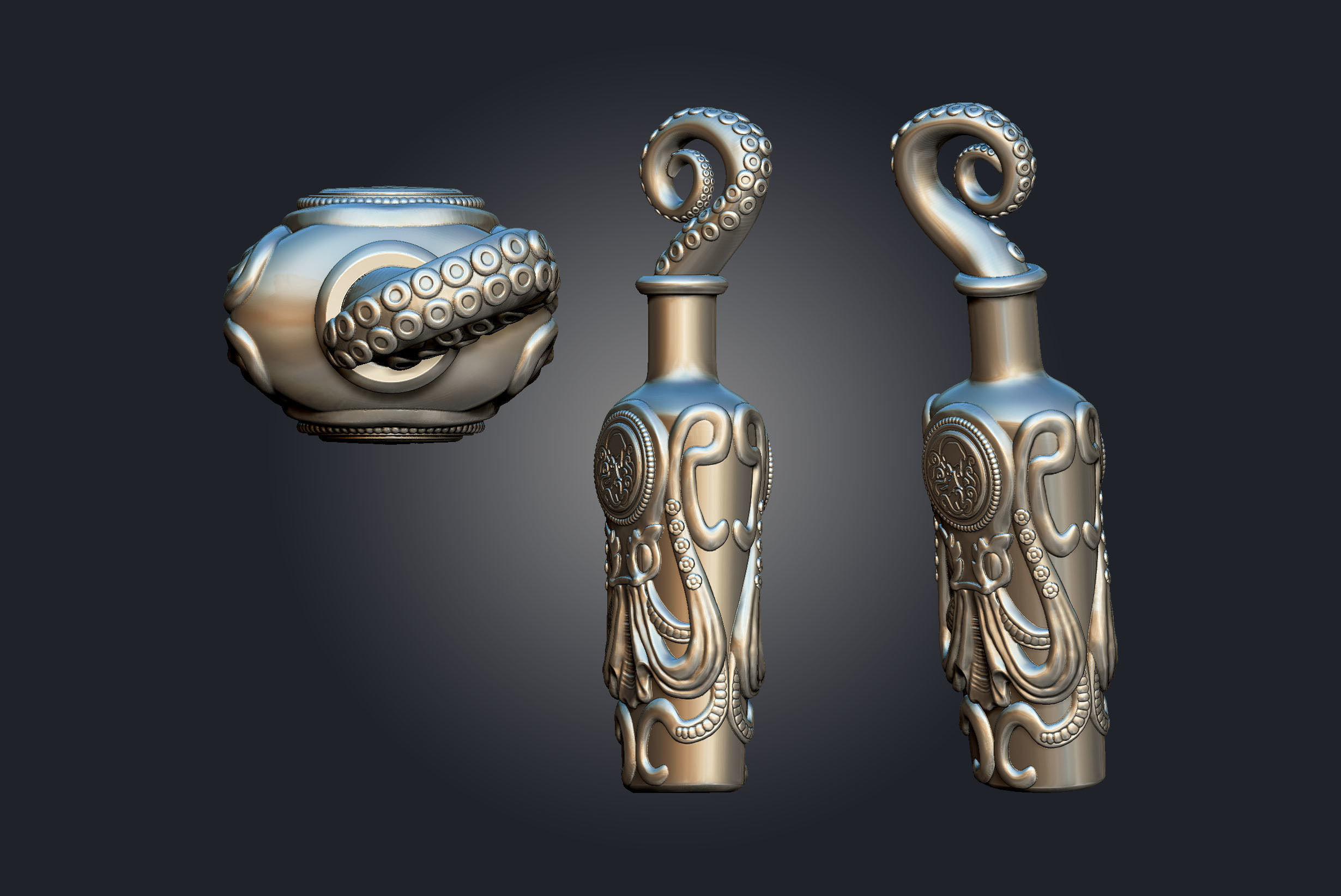 Undertow octopus bottle 3D print model_9