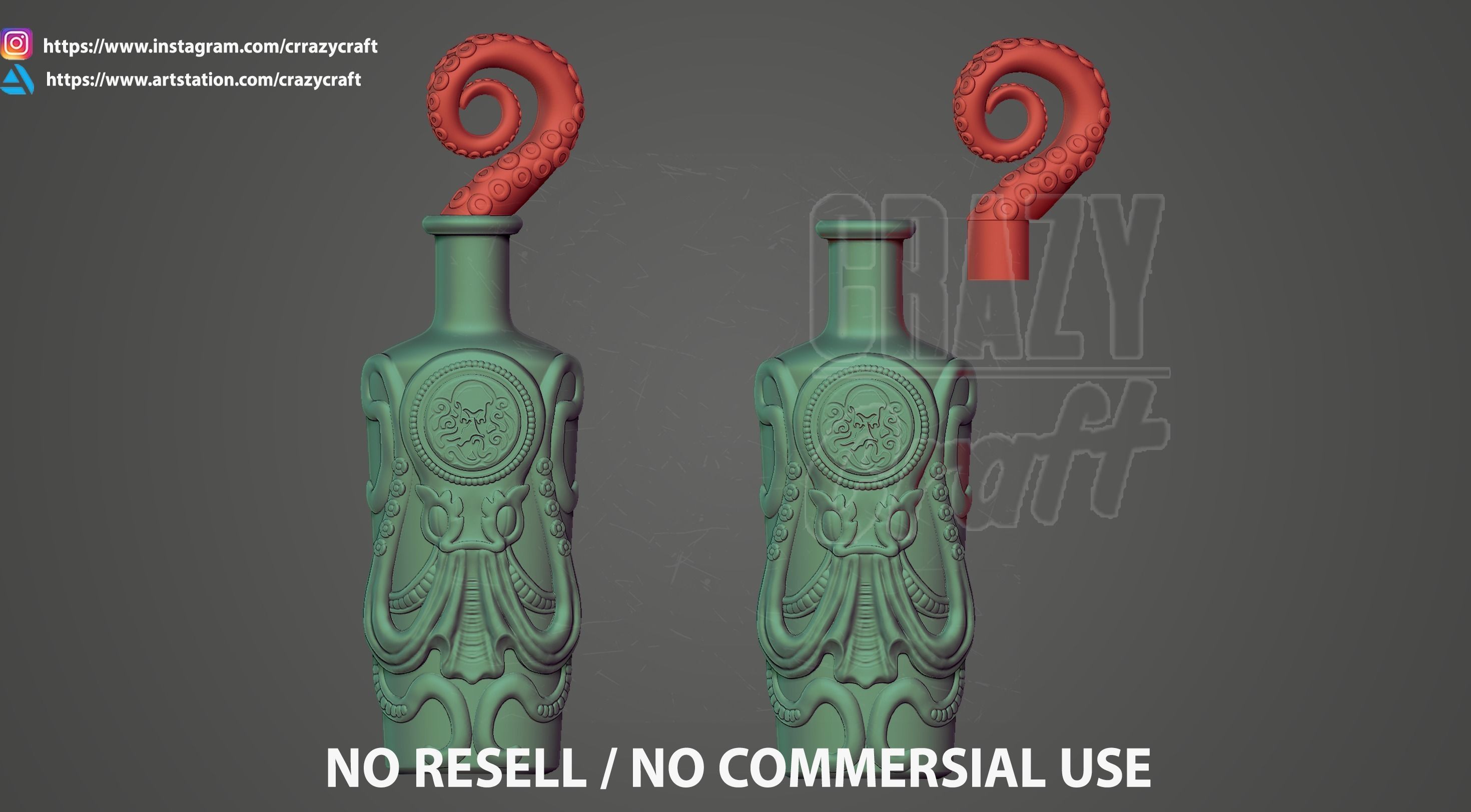 Undertow octopus bottle 3D print model_4