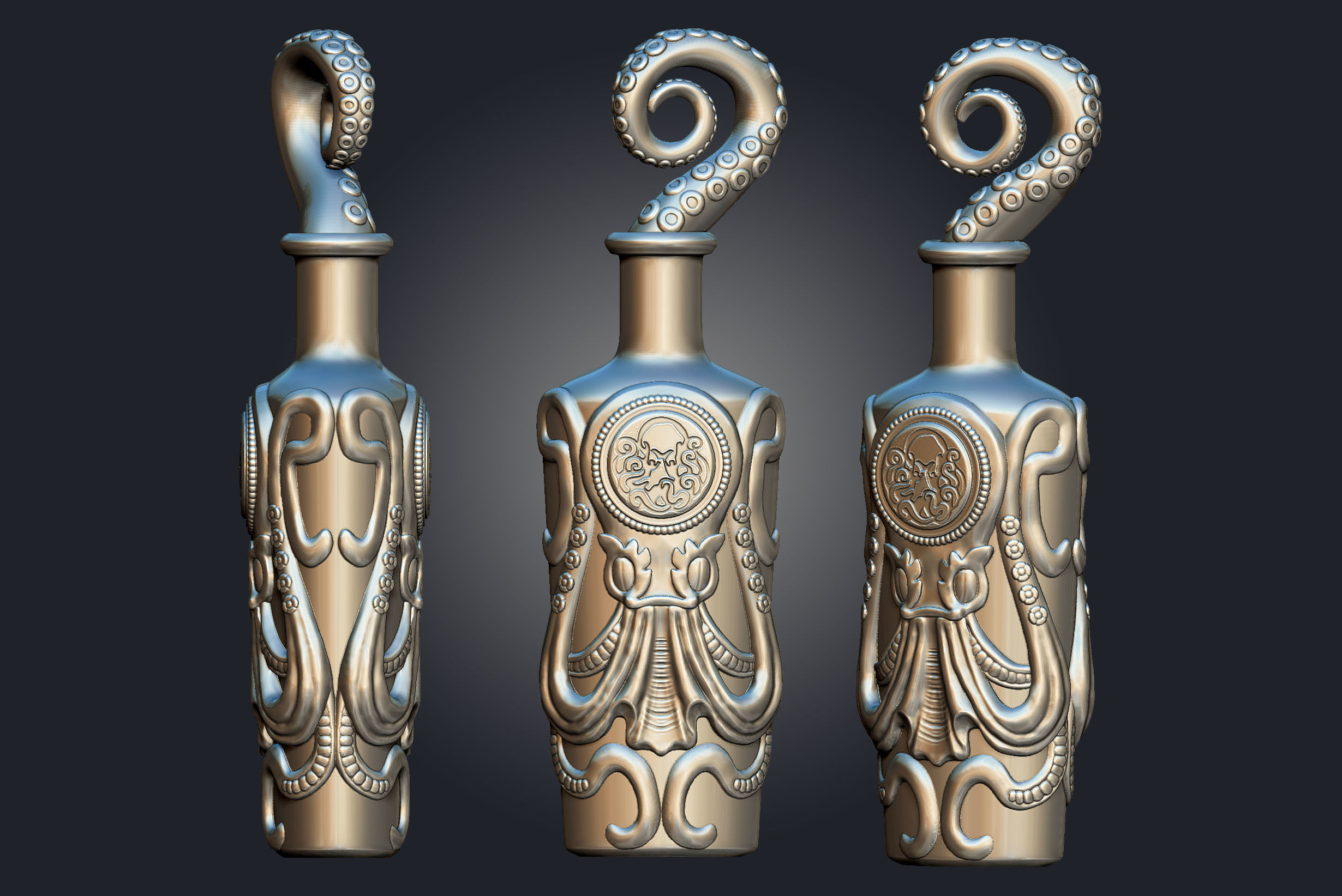 Undertow octopus bottle 3D print model_6