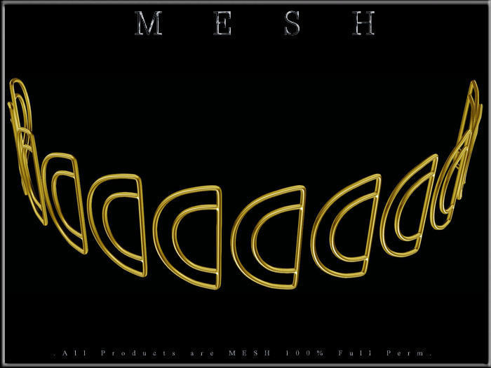 Half Circle Metal Chain Rings - Dozen - Curved  Low-poly 3D model_4