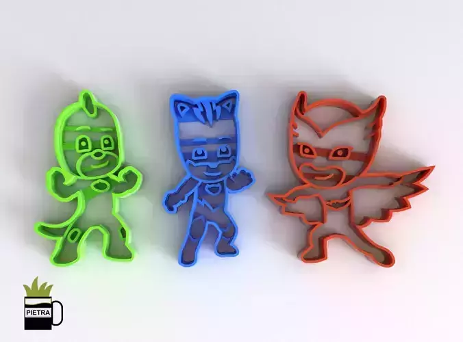 MOLDE CORTANTE PARA GALLETAS FONDANT HEROES EN PIJAMA CERAMICA 3D print model