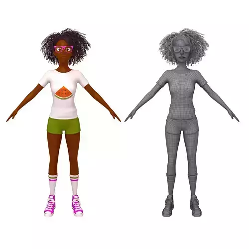 Black Woman cartoon 3D model