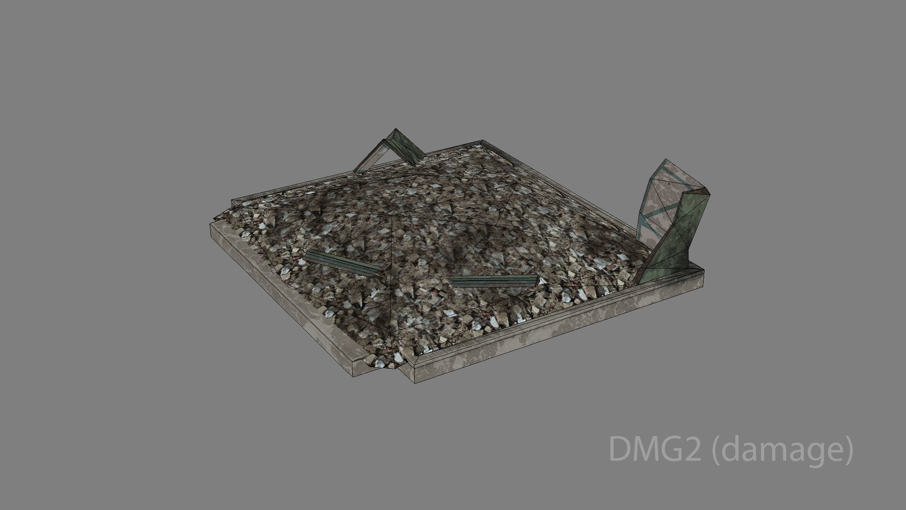 Airport Hangar SmallHangar 01 closed open with damage Low-poly 3D model_9