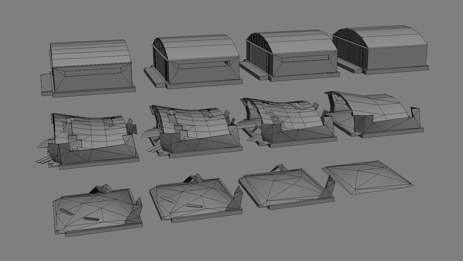 Airport Hangar SmallHangar 01 closed open with damage Low-poly 3D model_19