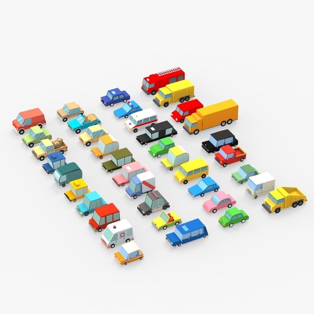 39 Cartoon Cars Collection 3D model_1