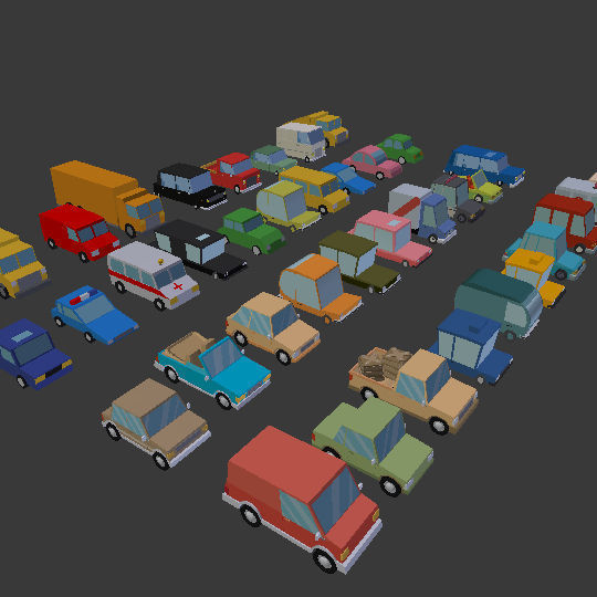 39 Cartoon Cars Collection 3D model_7