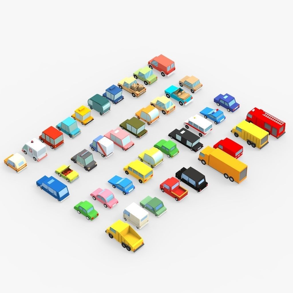 39 Cartoon Cars Collection 3D model_2