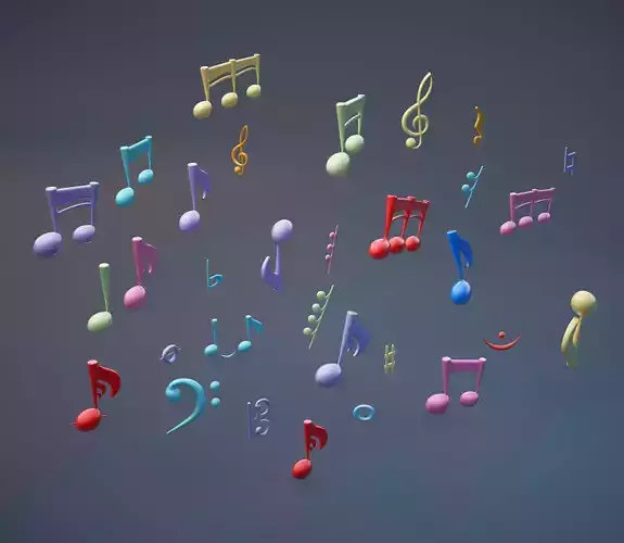 musical notes cartoon 3D model