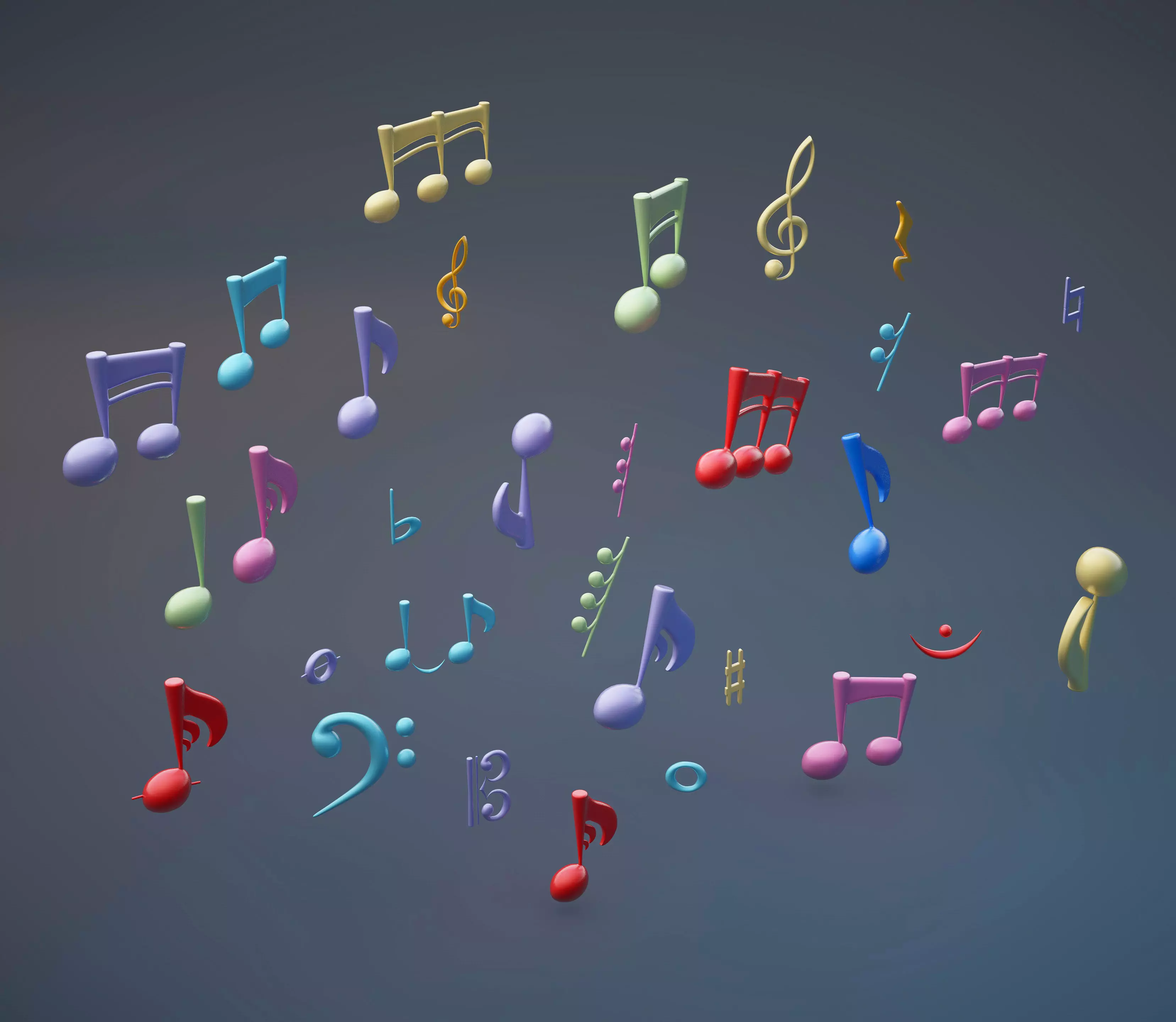 musical notes cartoon 3D model