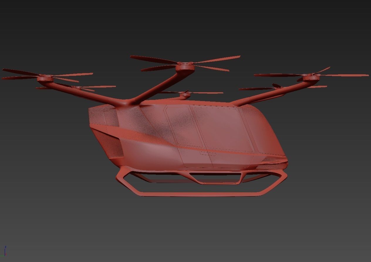 Yellow Taxi Drone with Interior 3D model_19