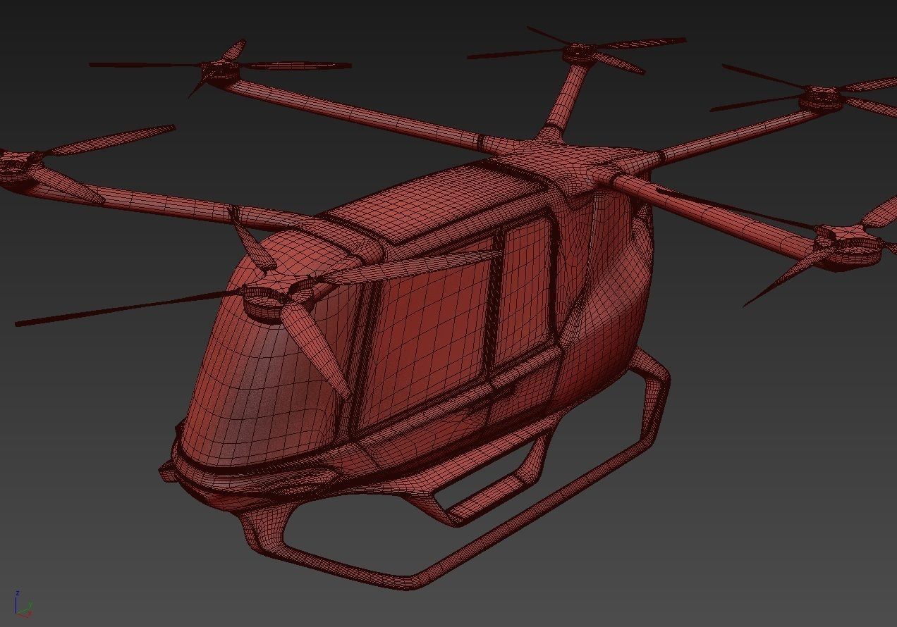 Yellow Taxi Drone with Interior 3D model_18